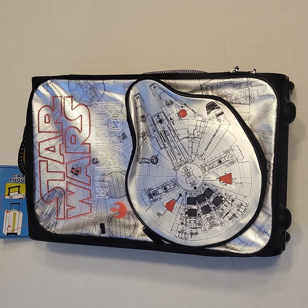 NWT Disney Star Wars light up millennium falcon 18" kids suitcase luggage.